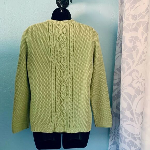Tabi Green Cable Knit Zip Up Sweater Size Medium - Picture 5 of 7